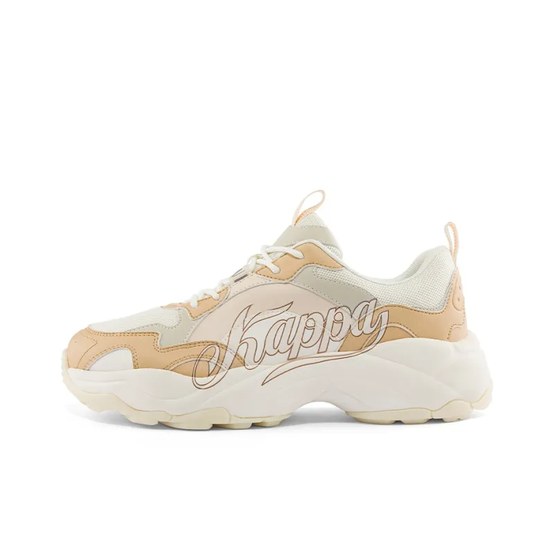Kappa Wear Resistant Slip Resistant Low Top Chunky Sneakers Unisex White Light Yellow Umber-0