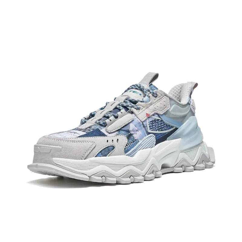 XTEP Shanhai Collection Anti Slip Wear Resistant Low Top Chunky Sneakers Men's Blue Gray-1