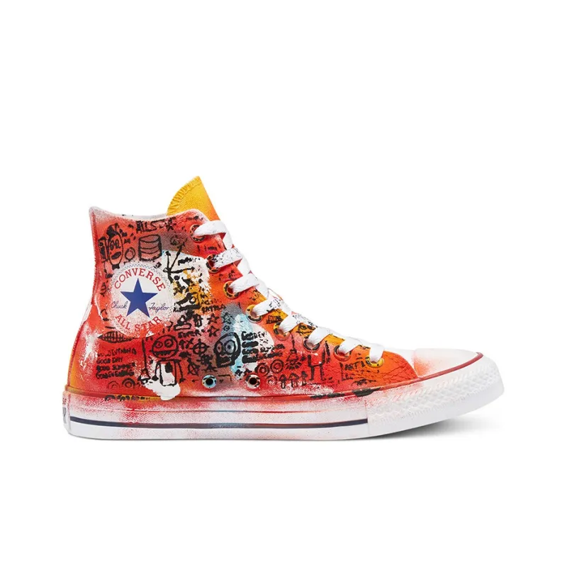 Converse Hand Painted Chuck Taylor All Star High Top Canvas Shoes Orange/Red-1