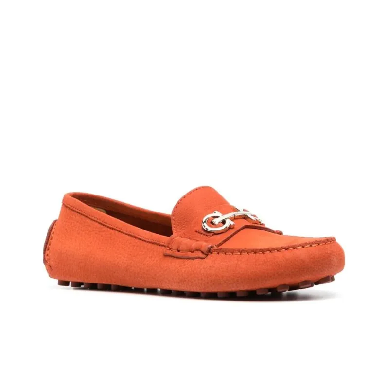 FERRAGAMO Gancini Loafers Women's Orange-2