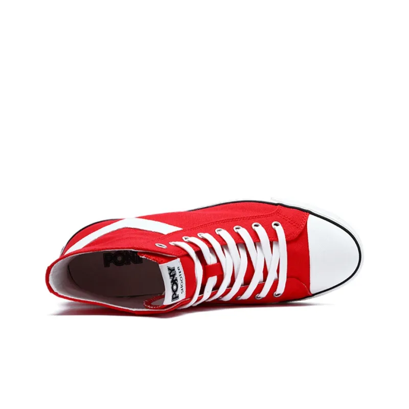 Pony Canvas Shoes Men High Top Red-3