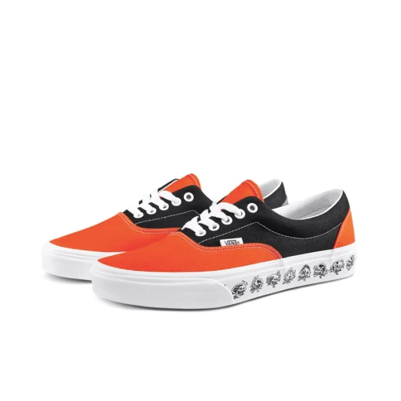 Vans Era Skeleton Printing Retro Casual Canvas Shoes Black Orange Colorblock 'Black Orange'-2