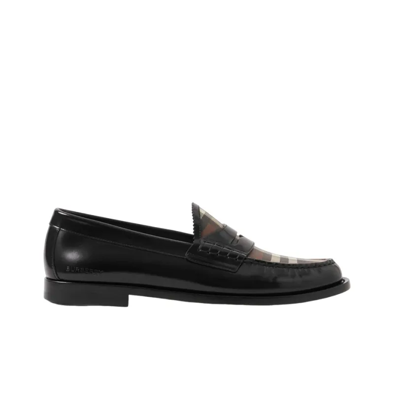 Burberry Checked Panel Leather Loafers-1