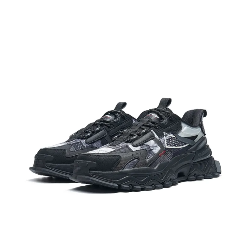 XTEP Shanhai Collection Anti Slip Wear Resistant Low Top Chunky Sneakers Men's Black Gray-2