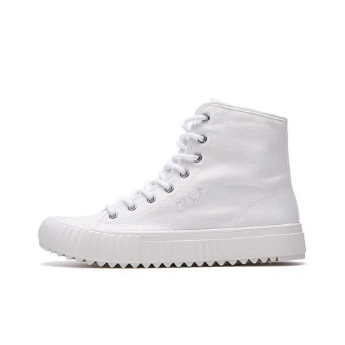 FILA Trail Canvas Shoes Men High-Top Marshmallow White