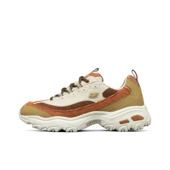 Skechers D'LITES 1.0 Cushioning, Wear Resistant Low Top Chunky Sneakers Men's White Brown