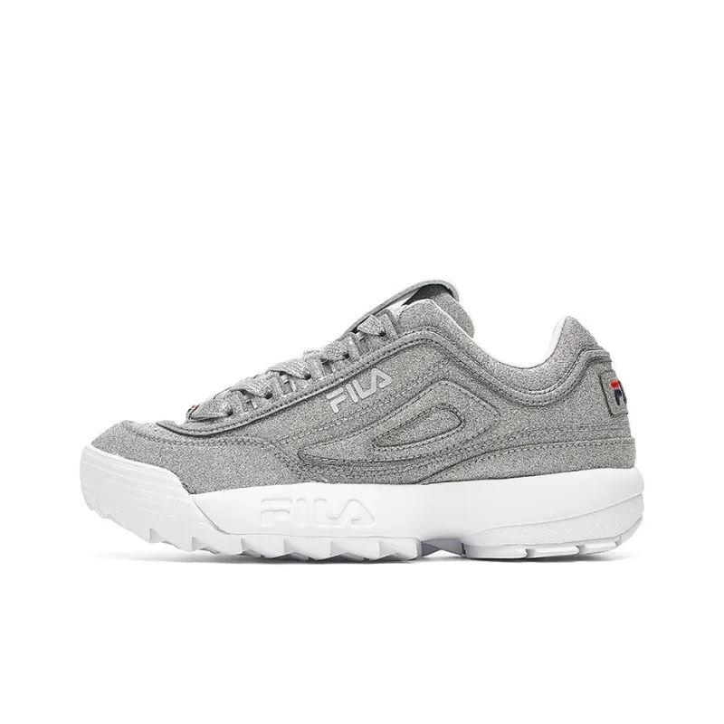FILA Disruptor 2 Cushioning Anti-Slip Wear-Resistant Breathability Low-Top Chunky Sneakers Women's Silver Gray-0