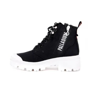 Palladium PALLABASE Metro Anti-Slip And Wear-Resistant Height Increasing High-Top Canvas Shoes Women's Black White