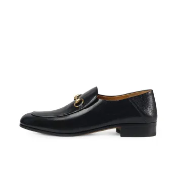 GUCCI Horsebit Slip On Loafer 'Gold Tone Black Leather' Men