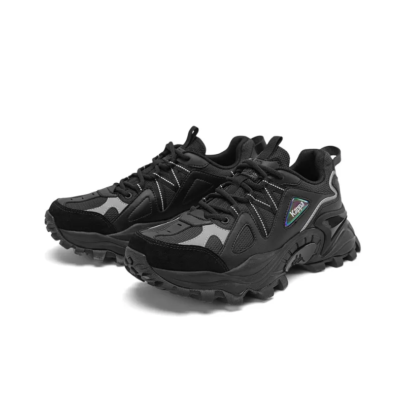 Kappa Cushioning Anti Slip And Wear Resistant Coverage Low Top Chunky Sneakers Unisex Black Gray-2