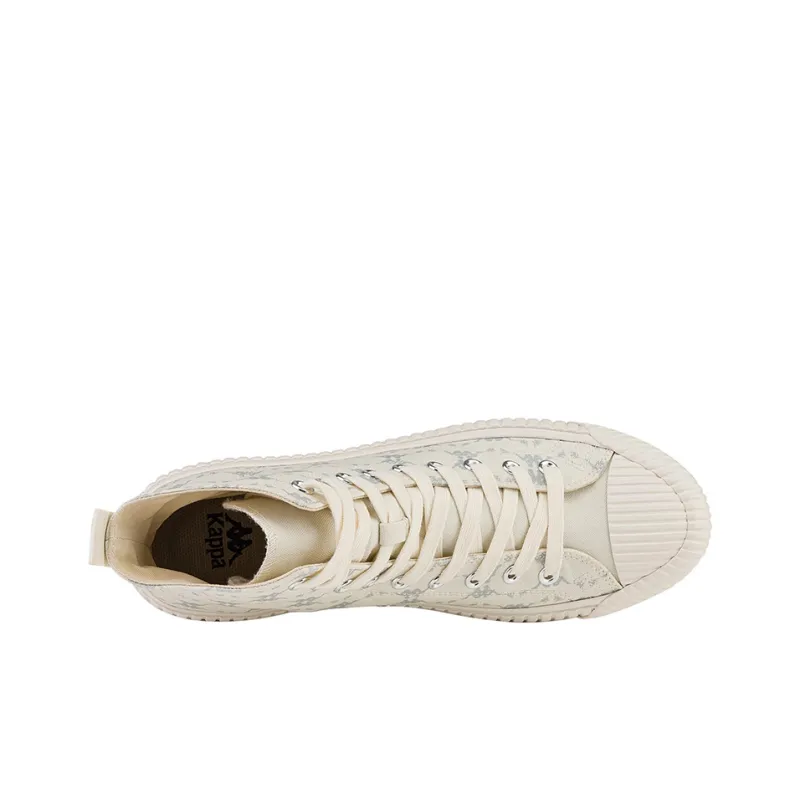 Kappa Monogram Abrasion Resistant Coverage High Top Canvas Shoes Unisex Heron Feather White-5