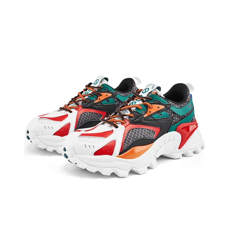 Kappa Cushioning Slip Resistant Balance Low Top Chunky Sneakers Unisex Red Gray-2