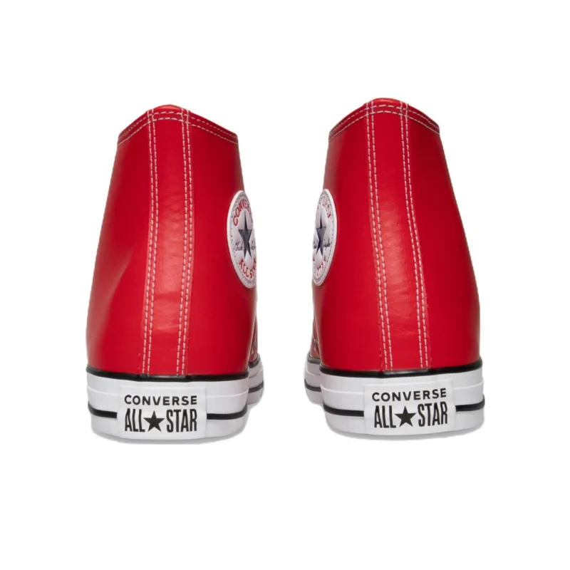 Converse All Star Series Faux Leather Anti-Slip Wear-Resistant High-Top Canvas Shoes Unisex Red-4