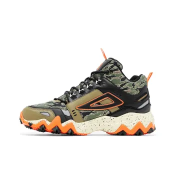 FILA Oakmont Cushioning Anti Slip And Wear Resistant Mid Top Chunky Sneakers Men's Green Orange US Version