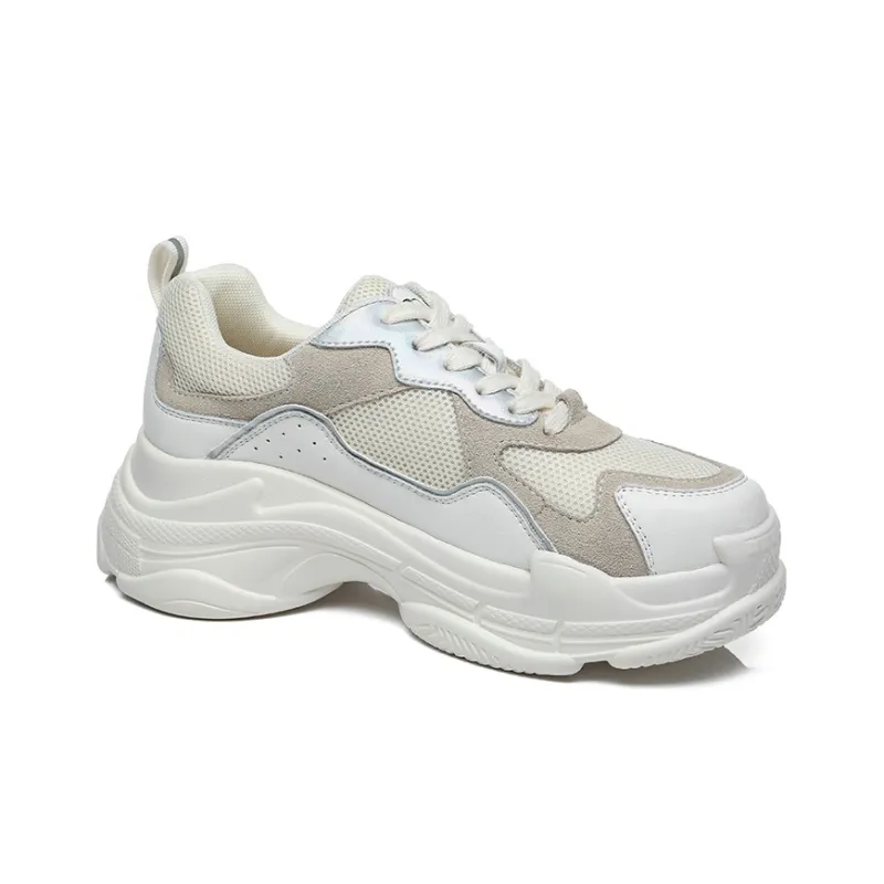 EVERAU Chunky Sneakers Women's Low Top White-1