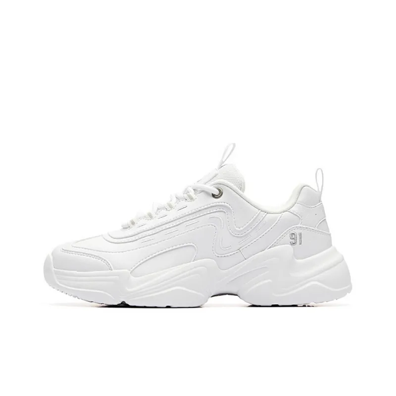 Anta Life Collection Anti Slip Wear Resistant Low Top Chunky Sneakers Women's Silver White-0