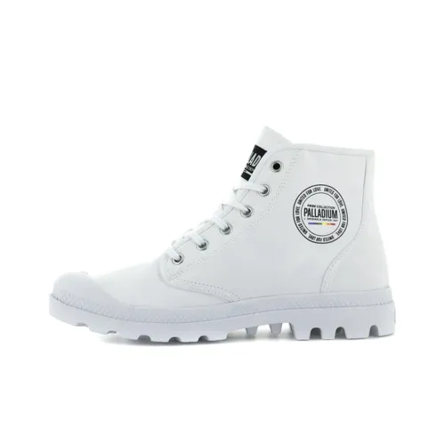 Palladium Pampa Hi Pride Anti-Slip And Wear-Resistant Breathable High-Top Canvas Shoes Unisex White