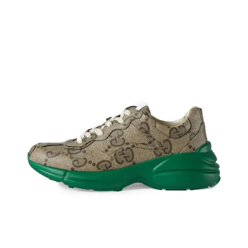 GUCCI Rhyton Chunky Sneakers Men Low-Top Brown/Green