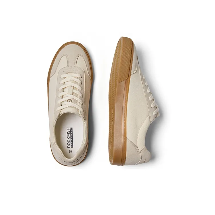 Rockfish Waterproof Collection Waterproof And Breathable Coverage Low Top German Army Canvas Shoes Unisex Rice Caramel-2