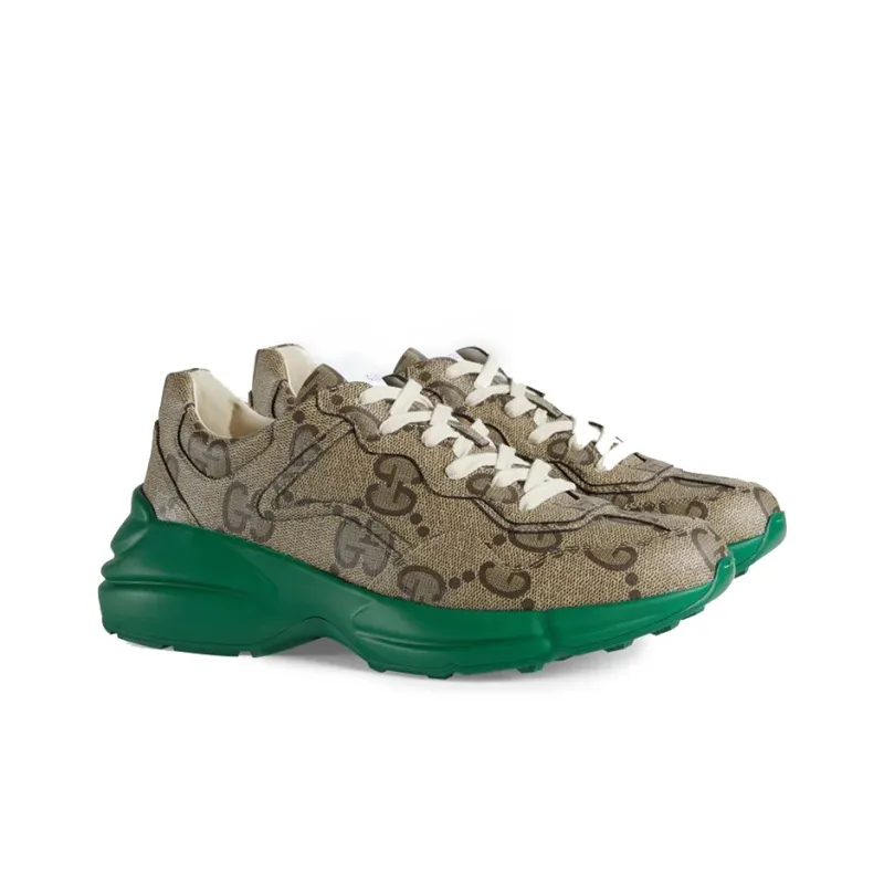 GUCCI 100 Rhyton 'Beige Green Monogram'-1