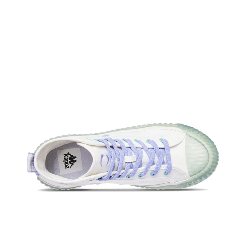 Kappa Anti Slip Wear Resistant High Top Canvas Shoes Unisex White Korea-5