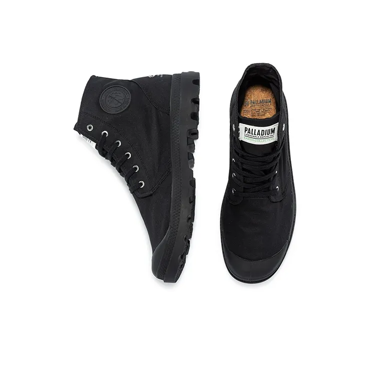 Palladium Pampa Hi Organic II Anti Slip And Wear Resistant Breathable High Top Canvas Shoes Unisex Black-3