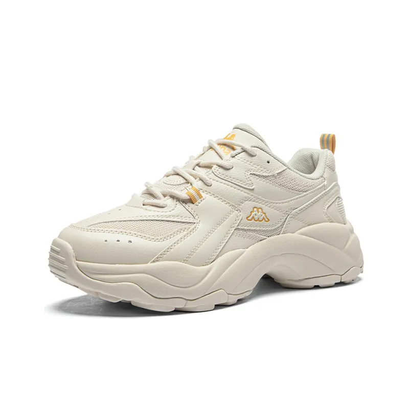 Kappa Anti-Slip Wear-Resistant Breathable Height Increasing Low-Top Chunky Sneakers Women's Beige Yellow-2