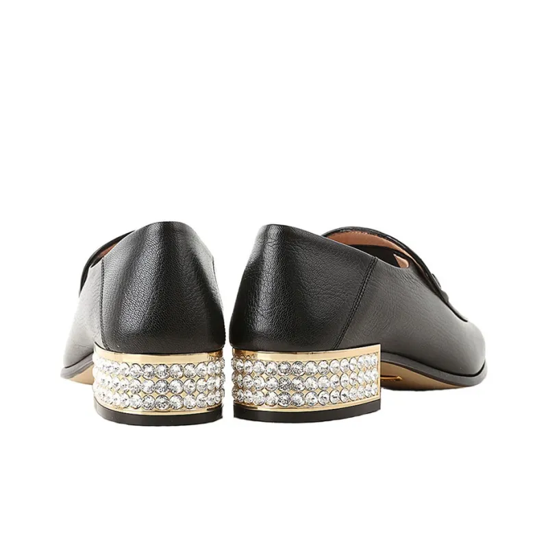 GUCCI Horsebit Leather Loafers With Crystals-1