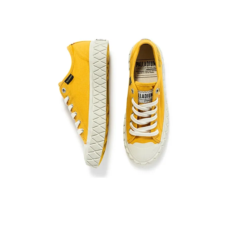 Palladium Palla ACE CVS Wear resistant Non slip And Breathable Low Top Canvas Shoes Unisex Mustard Yellow-3