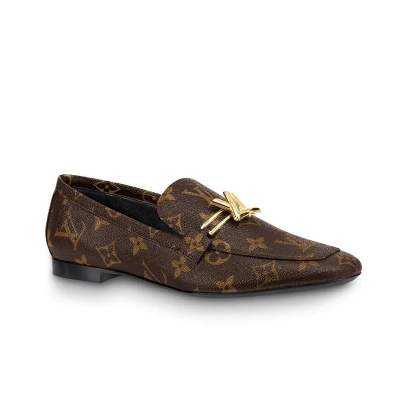 LOUIS VUITTON Upper Case Flat Shoes Women's Brown-1