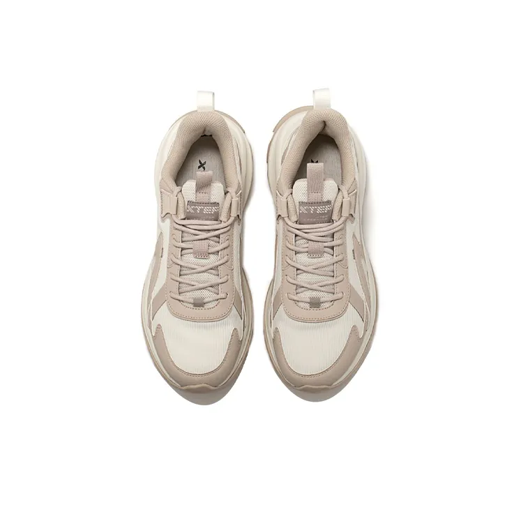 XTEP Anti Slip Wear Resistant Low Top Chunky Sneakers Men's Beige-2