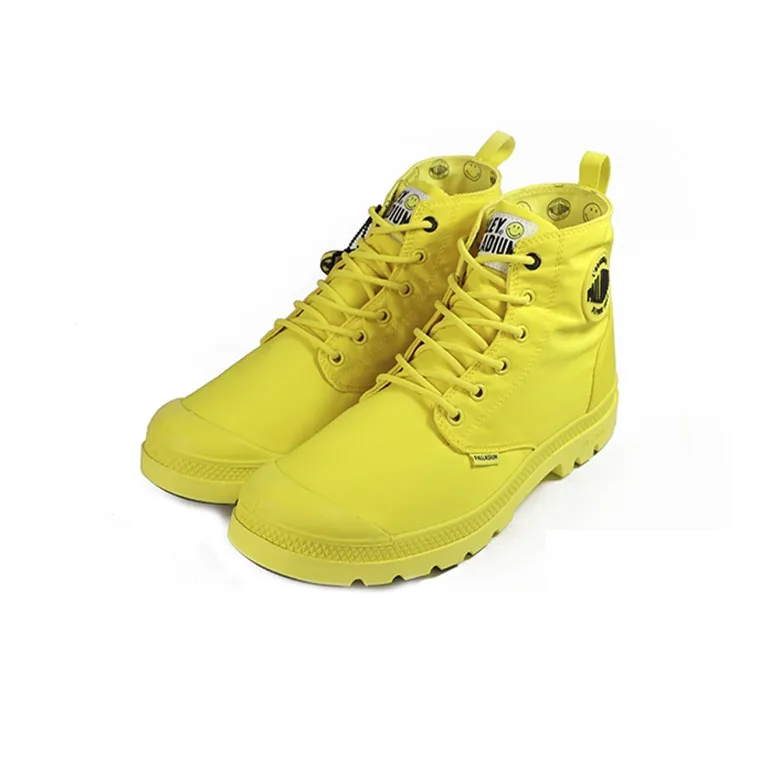 SMILEY x Palladium Pampa Anti-Slip And Wear-Resistant Breathable High-Top Canvas Shoes Unisex Yellow-2