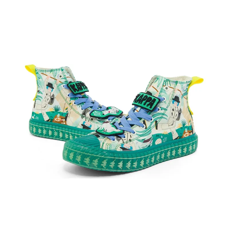 SUNJIAYI x Kappa Wear Resistant High Top Canvas Shoes Unisex Yellow Green-3