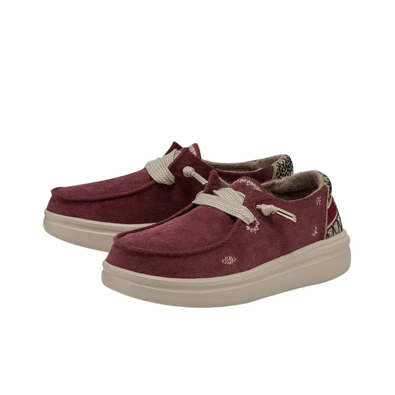 Heydude Canvas Shoes Women's Low Top Burgundy-4