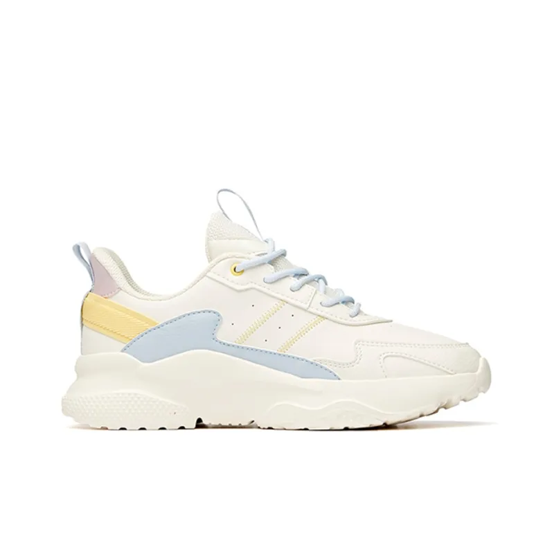 Anta Life Collection Anti Slip Wear Resistant Low Top Chunky Sneakers Women's White Blue Yellow-1