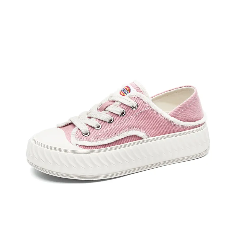 Dickies Wear Resistant Breathable Slip Resistant Low Top Slip on Canvas Shoes Women's White Peach Pink-1