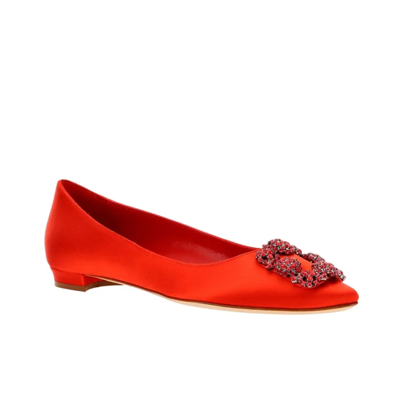 MANOLO BLAHNIK Hangisi Crystal-buckle Ballerina Pumps-2