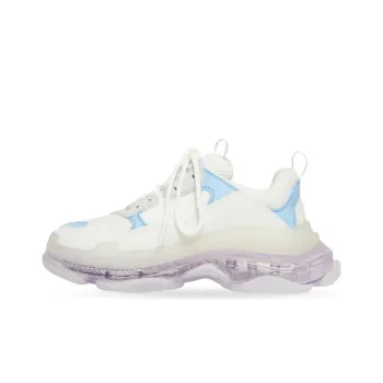 Balenciaga Triple S Clear Sole Leather Free Light Blue Grey Light Purple White Women's