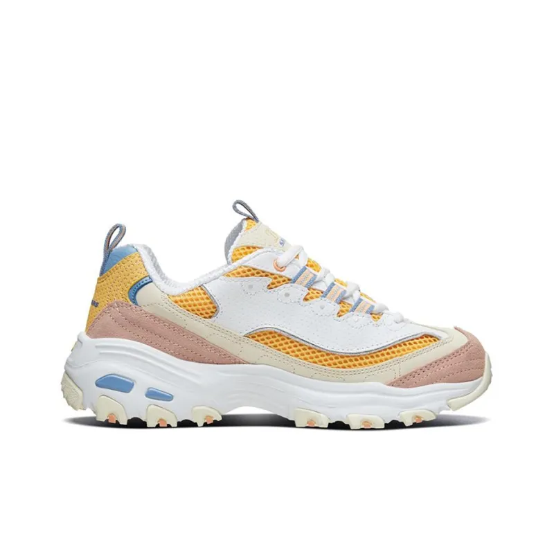 Skechers D'Lites 1.0 Low Running Shoes Gs White/Yellow Women's-1