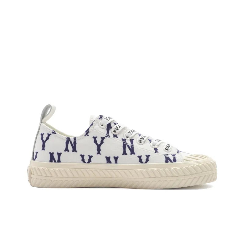 MLB Playball Monogram Wear resistant And Lightweight Low Top Canvas Shoes Unisex White-1
