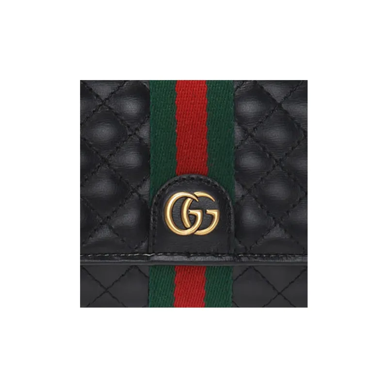 GUCCI Ophidia Leather Wallet Women's Black/Red/Green-5