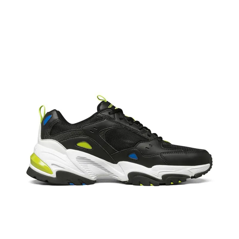 Skechers Stamina V2 Cushioning Anti-Slip Wear-Resistant Breathability Low-Top Chunky Sneakers Men's Black Yellow Blue-1