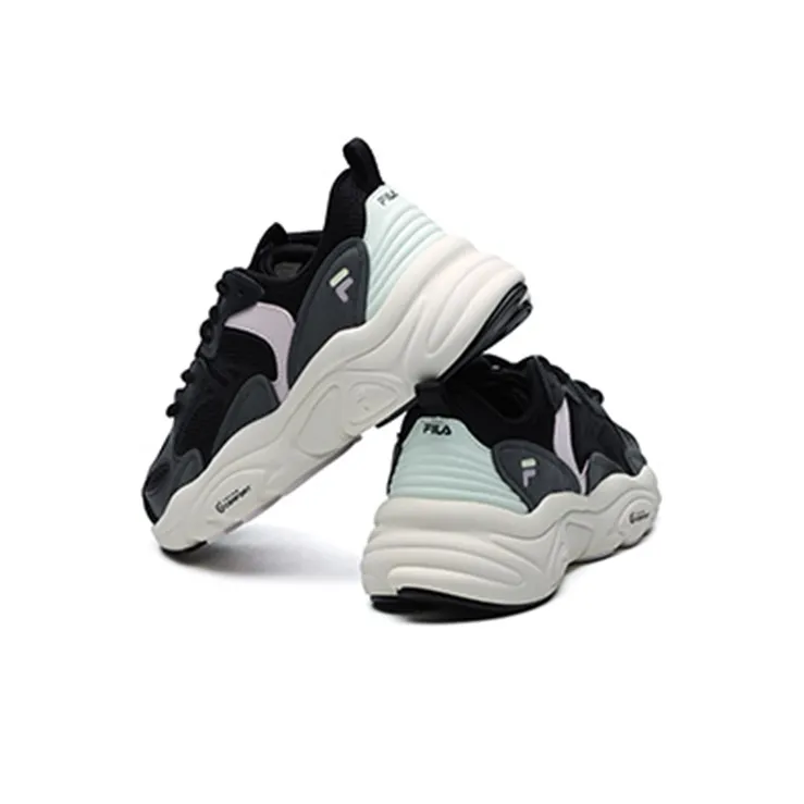 FILA Mars 2 Mars 2.0 Cushioning Anti Slip Wear Resistant Breathability Low Top Chunky Sneakers Women's Black Gray-3