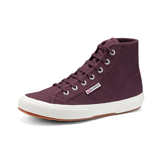 SUPERGA Anti-Slip Wear-Resistant High-Top Canvas Shoes Unisex Burgundy-2