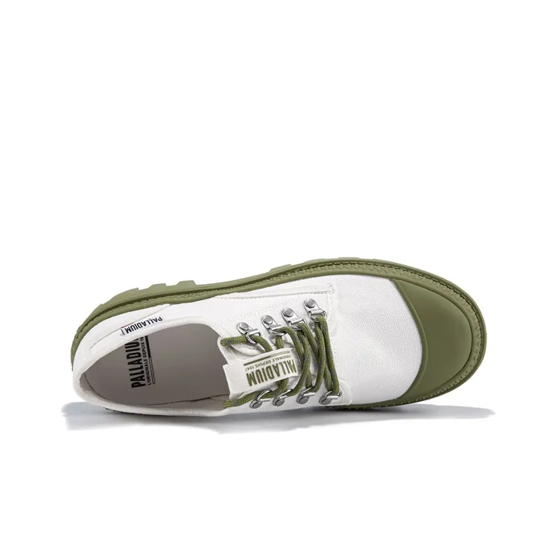Palladium Pampa Anti Slip Wear Resistant Low Top Canvas Shoes Unisex Bright White Green-2