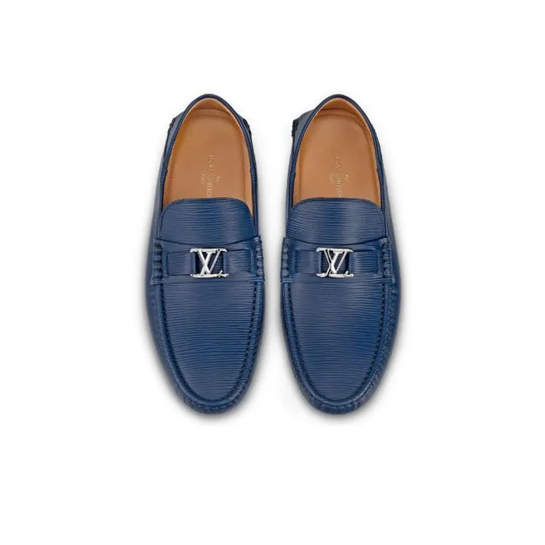 LOUIS VUITTON Hockenheim Moccasin Shoes 'Blue EPI'-4
