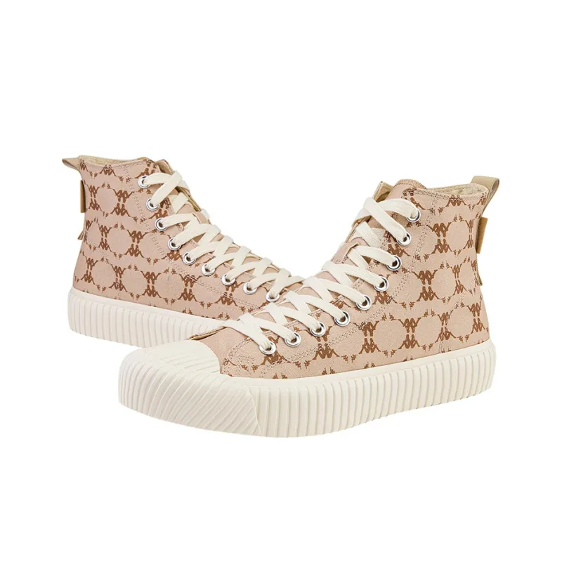 Kappa Wear-Resistant Coverage High-Top Canvas Shoes Unisex Rawhide Brown-3
