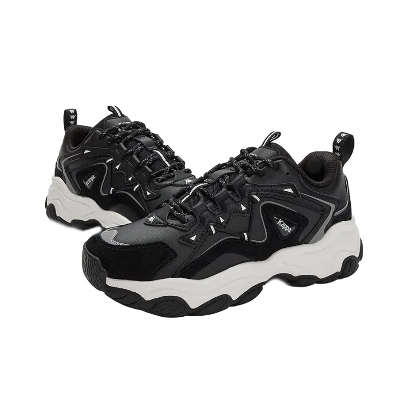 Kappa Cushioning Anti Slip Wear Resistant Impact Resistant Low Top Chunky Sneakers Unisex Black White-3