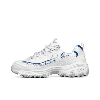 Skechers D'LITES 1.0 Cushioning Anti Slip And Wear Resistant Low Top Chunky Sneakers Women's White Pink Blue