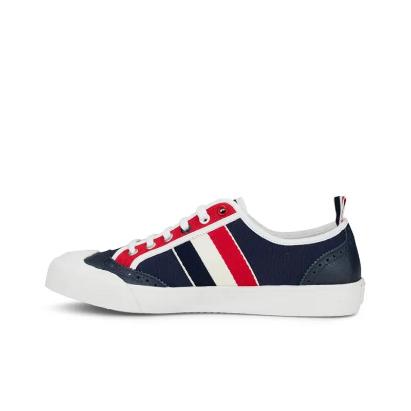 THOM BROWNE Canvas Shoes Men Low Top Navy Blue-0